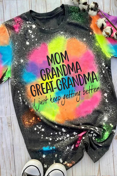 Mom Grandma Great-Grandma Tie Dye Print T-Shirt