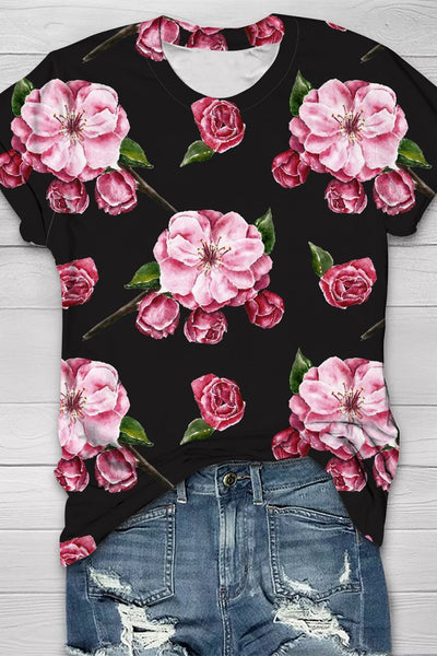 Fashion Floral Print Vintage T-Shirt