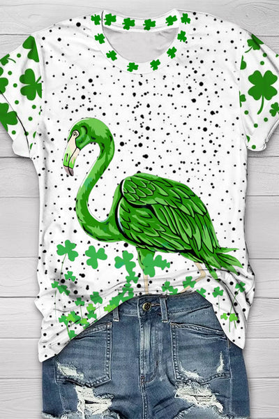 Green Flamingo Lucky Clover Collection Original Costume Round Neck T-shirt