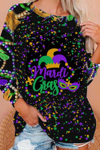 Mardi Gras Decoration Mask Beads Splash Ink Sweatshirt