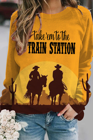 Take Em To The Trainstation Print Sweatshirt