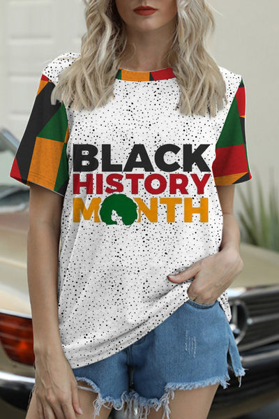 I Am Black History Black Woman Round Neck Short Sleeve T-shirt