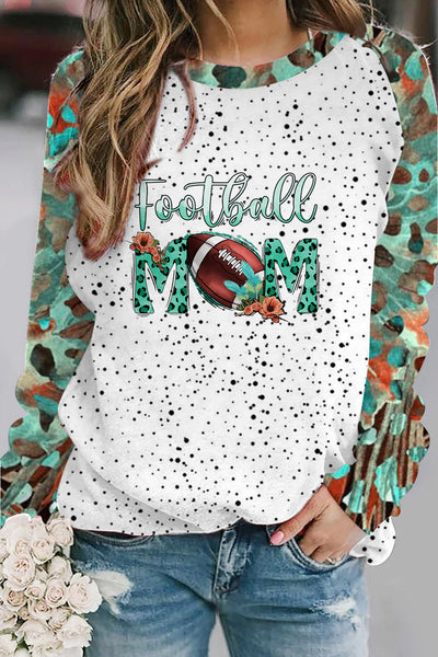Casual Football Mom Leopard Polka Sweatshirt