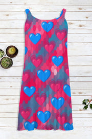 Heart Pattern Beach Sleeveless Dress