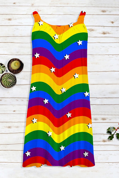 Rainbow Tie Dye Beach Sleeveless Dress