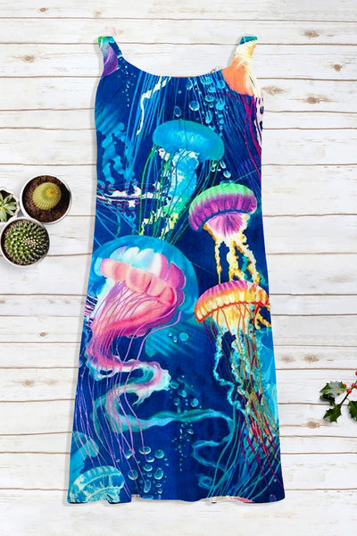 Beach Colorful Jellyfish Sleeveless Dress