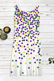 Mardi Gras Polka Colored Dots Sleeveless Dress