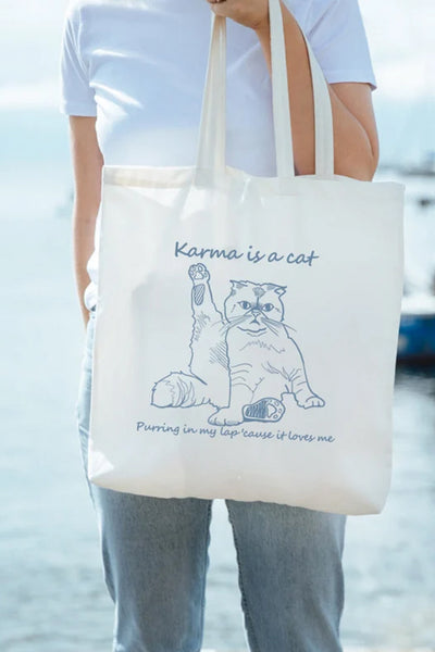 Karma Is A Cat Tote Bag