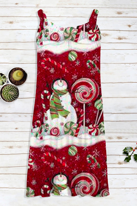 Christmas Snowman Sleeveless Dress