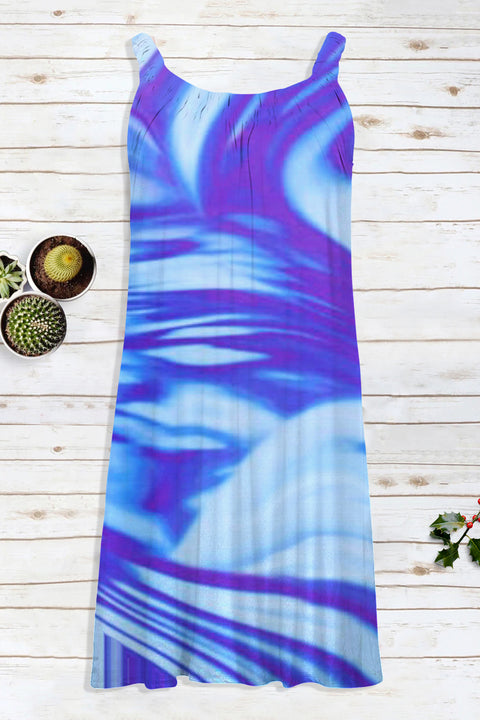 Klein Blue Tie Dye Sleeveless Dress