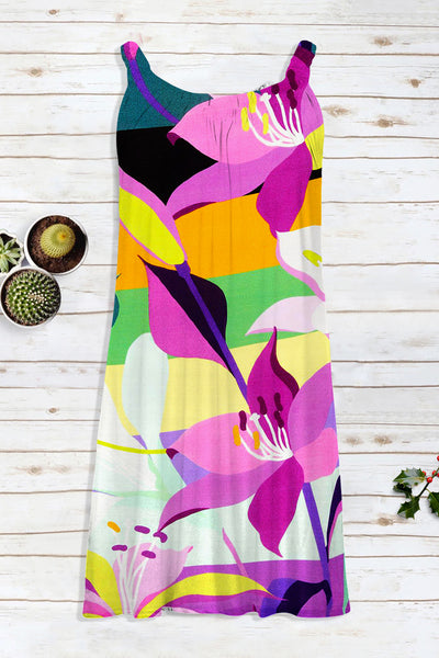 Impression Colorful Petal Sleeveless Dress