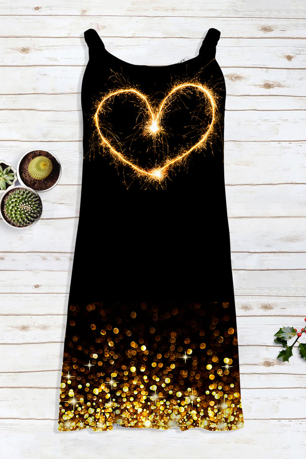 Love Fireworks Glitter Beach Sleeveless Dress