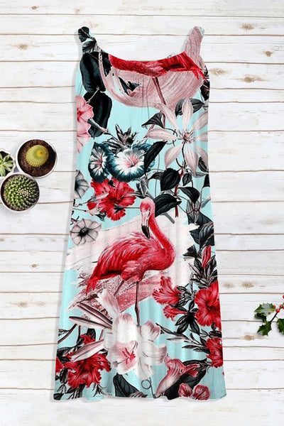 Spring/Summer Flamingos Beach Sleeveless Dress
