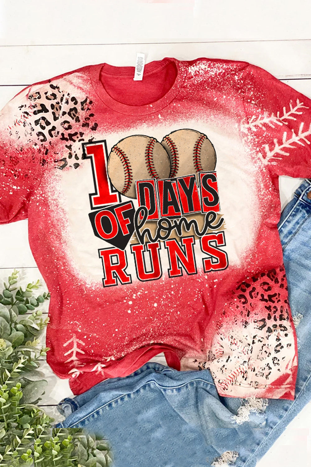 100 Days Of Home Runs Bleached Shirt