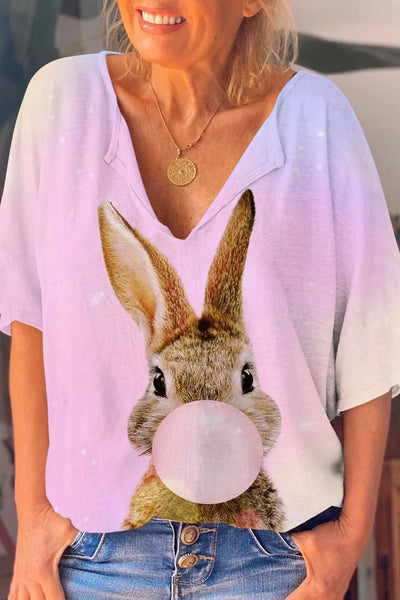 Bubble Gum Bunny Happy Easter Day Dolman Sleeves Tee