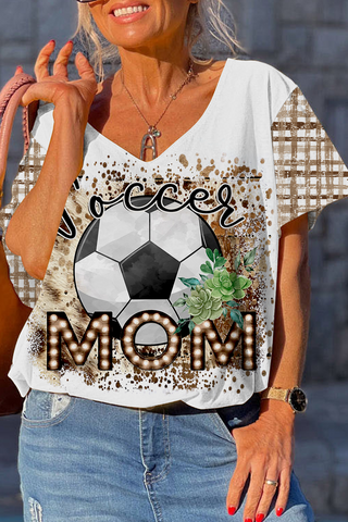 Retro Soccer Mom Tie Dye Check Print Dolman Sleeves Tee