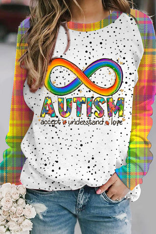 Autism Accept Understand Love Rainbow Infinity Symbol Puzzle Print Sweatshirt
