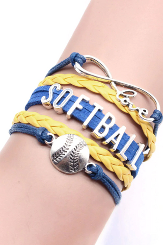 Softball Alphabet Wax Thread Hand Woven Bracelet