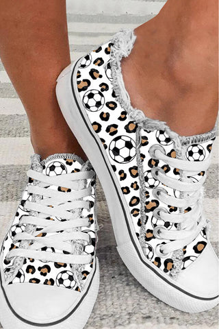 Soccer Ball Leopard Print Shoes Canvas Sneakers