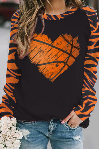 Heart-Shaped Basketball Mom Tiger Stripe Sweatshirt