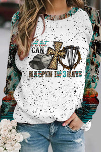 A Lot Can Happen In 3 Days Western Rhinestone Leopard  Easter Cross Printed Sweatshirt