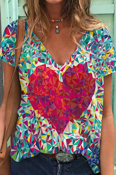 Heart Print Retro T-Shirt