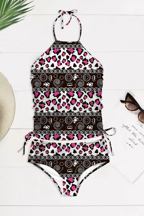 Pink Leopard Print Spirals Swimsuit