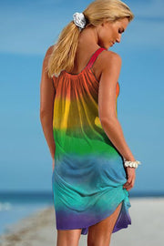 Rainbow Tie Dye Beach Sleeveless Dress