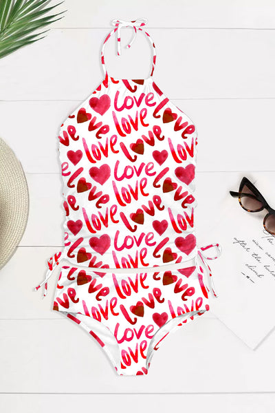 Heart Print Retro Bikini Swimsuit