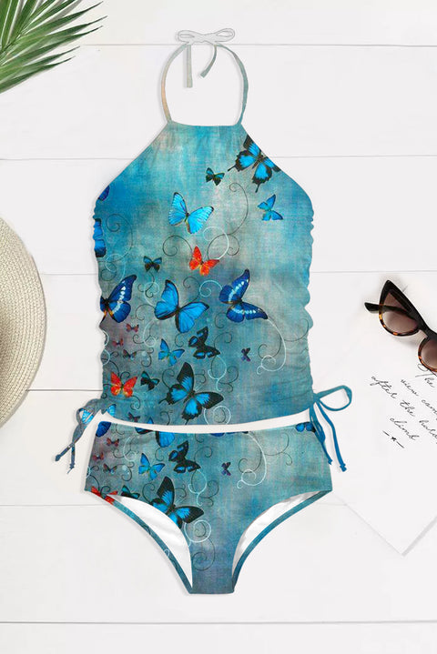 Butterflies Blue Halter Swimsuit