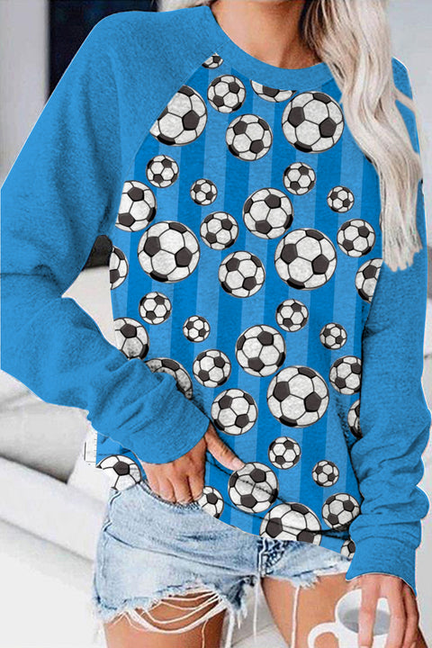 Striped Soccer Ball Mom Print Sweatshirt