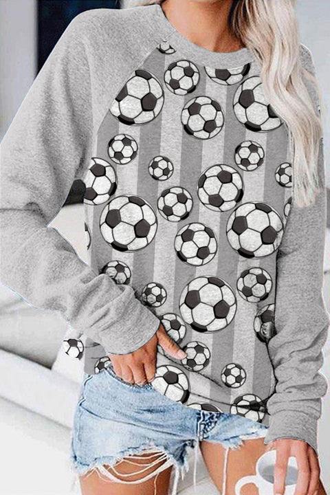 Striped Soccer Ball Mom Print Sweatshirt