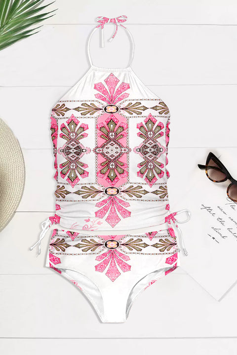 Boho Symmetrical Print Halter Swimsuit