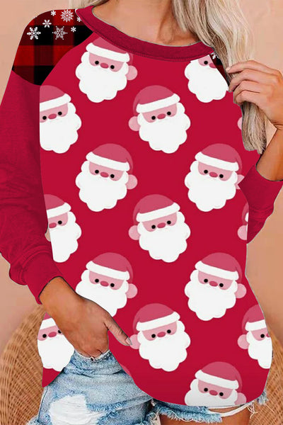 Santa Claus With Snow Print  Sweatshirt