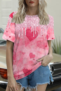 Rosa Herz gebleichtes T-Shirt