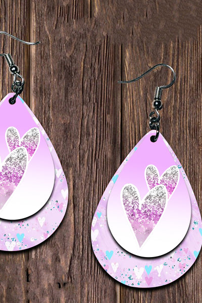 Purple Heart Water droplet Earrings