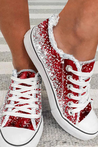 Red Glitter Christmas Canvas Shoes