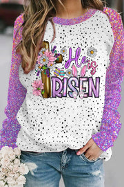 He Is Risen Easter Bunny Christian Cross Jesus With Daisy Sweatshirt