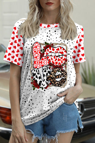 Love Leopard Lips Print T-Shirt