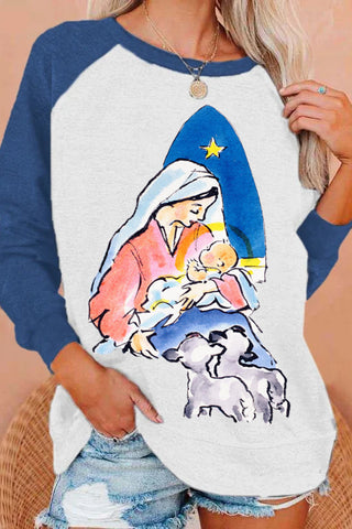 Woman And Child With Lambs Loose Fit Sweatshirt