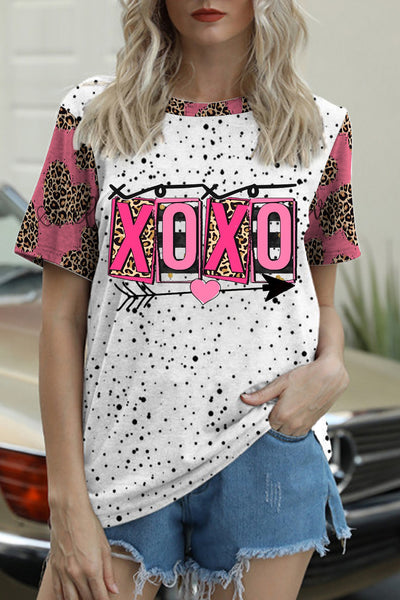 Pink XOXO Leopard Print T-shirt