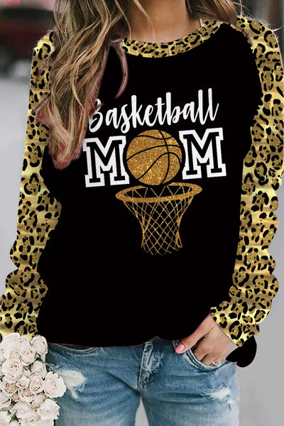 Glitter Basketball Mom Polka Splatter Tiger Stripe Leopard Sweatshirt