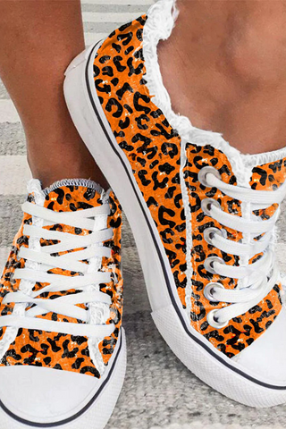 Leopard Segeltuchschuhe Flache Schuhe