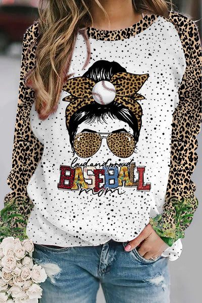 Loud and Proud Baseball Mom Leopard Sweatshirt