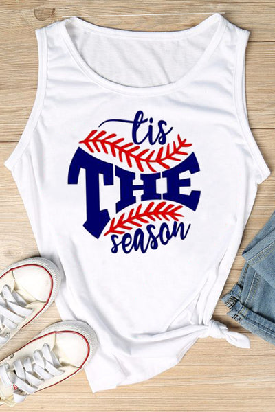 Tis The Season Baseball Pattern Tank Top