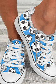 Striped Soccer Ball Mom Print Canvas Shoes Sneakers