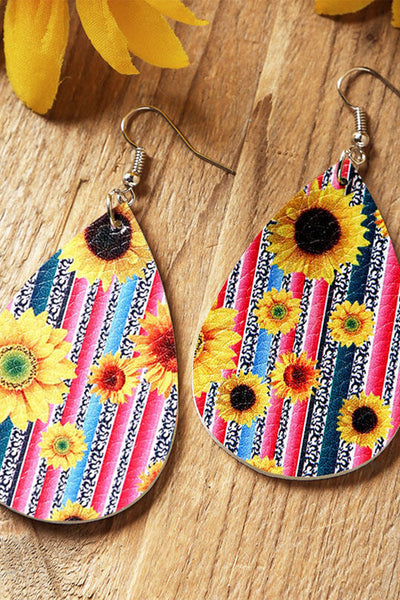 Sunflower Daisy Print Earrings