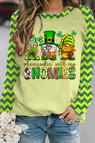 St. Patrick's Day Shamrockin' With My Gnomies Print Sweatshirt