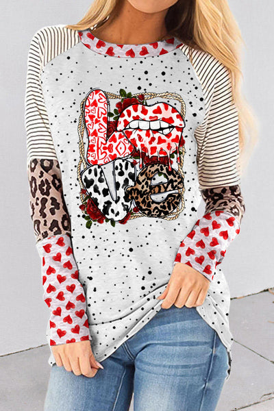 Love Leopard Lips Print Tunic