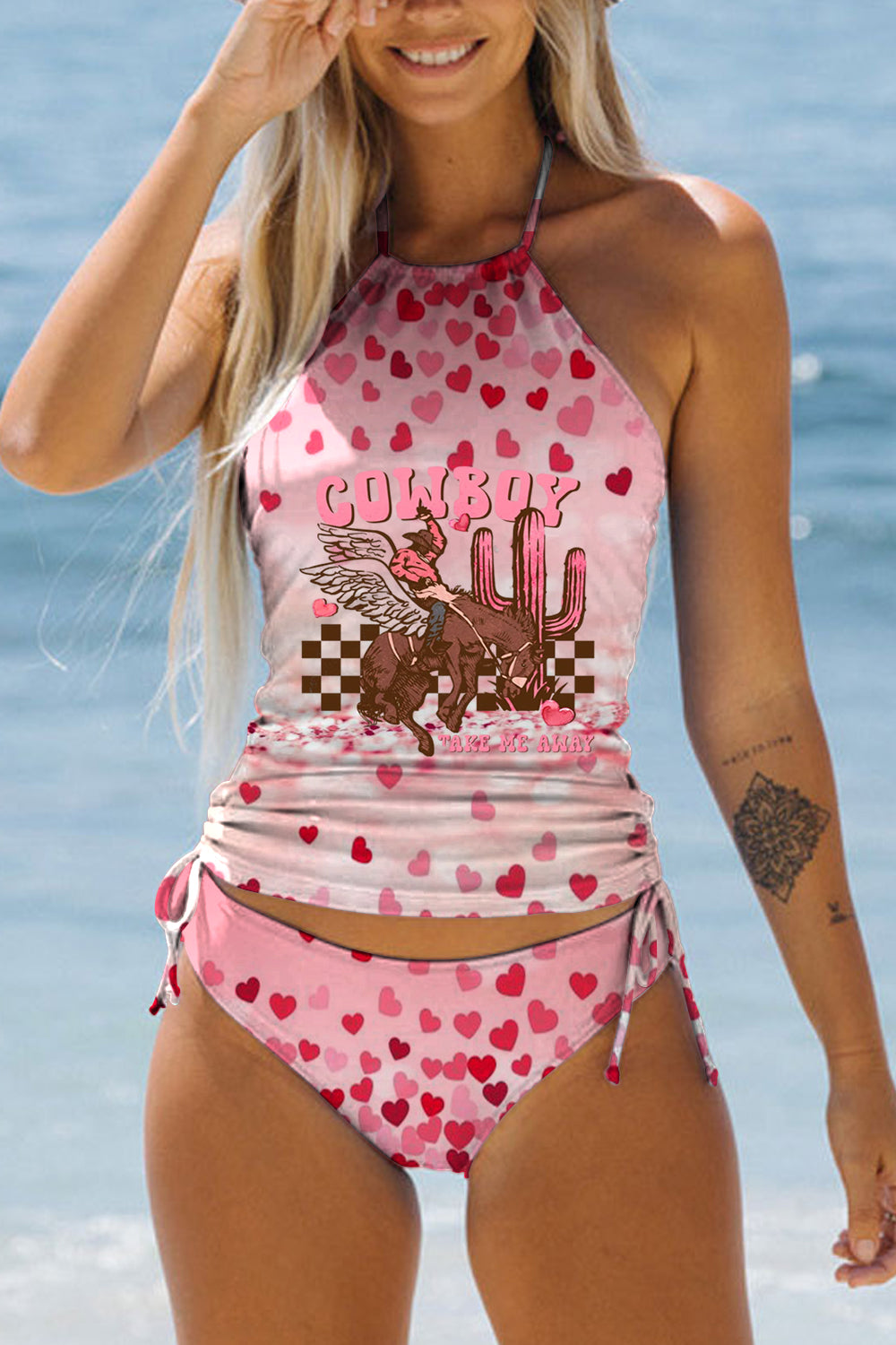 Cowboy Take Me Away Print Bikini Swimsuit